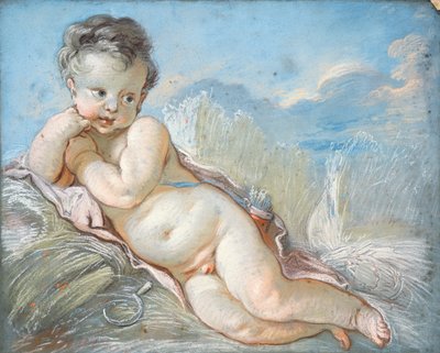 Cupido reclinado en un campo de maíz de François Boucher